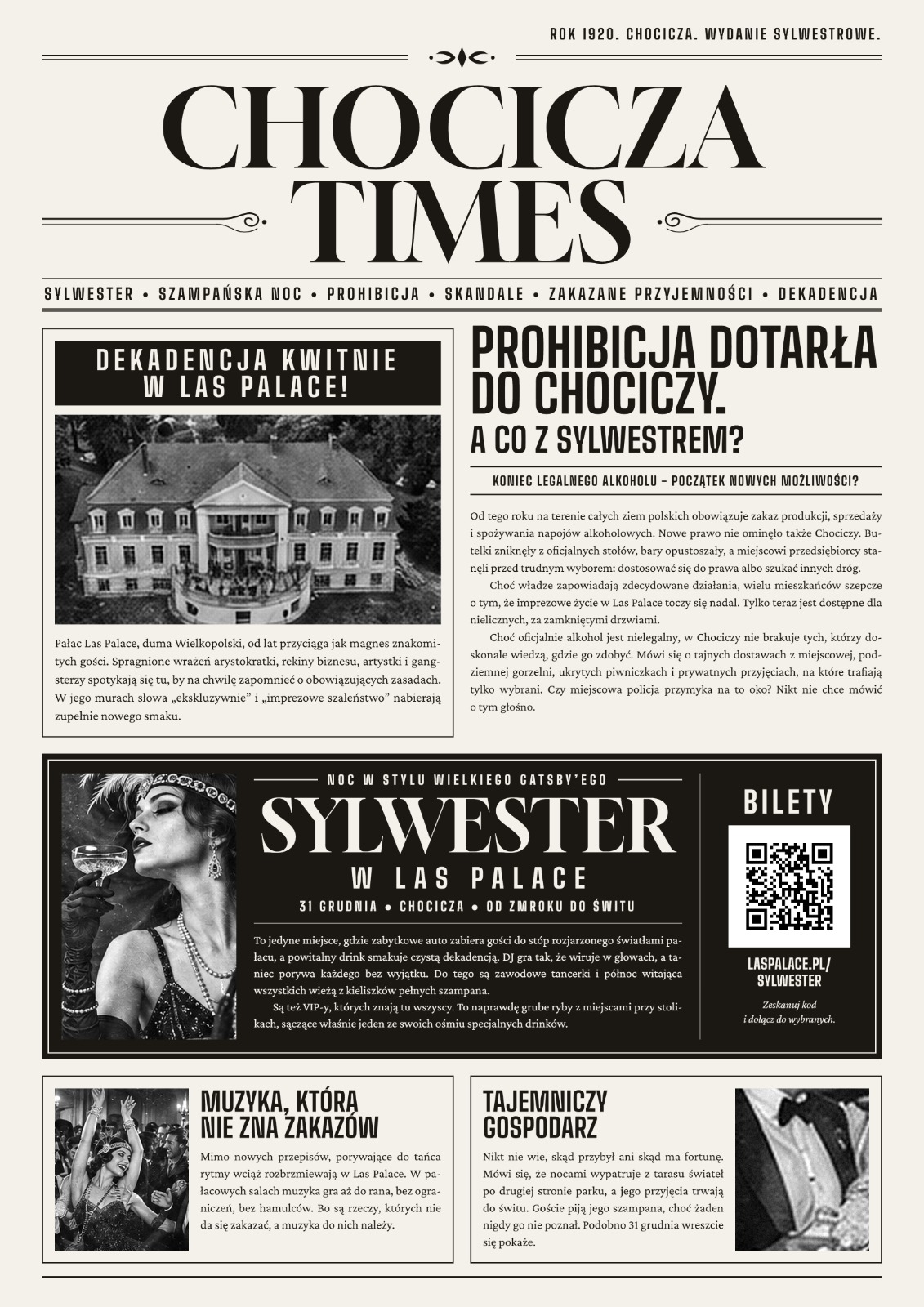 Pierwsza strona gazety Chocicza Times – wydanie sylwestrowe
